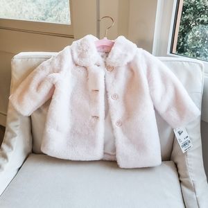 NWT Infant Plush Pea Coat in Blush 3-6mos